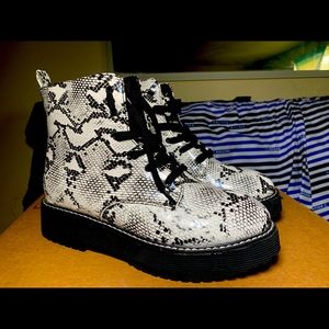 Snake Skin Platform Boots